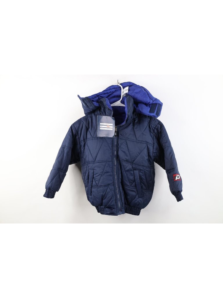 Deadstock Vintage 90s Streetwear Boys Xl Reversible Hooded Puffer Jacket Blue